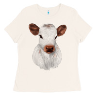 Bone White Cute Calf Ladies Tee - JahusDesignShop