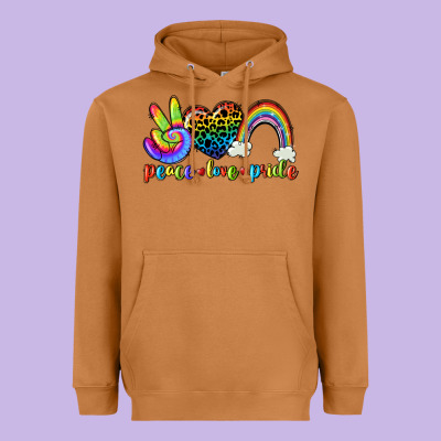 Peace Love Pride Heavyweight Hoodie Designed By Cowgirlartshop