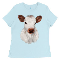 Baby Blue White Cute Calf Ladies Tee - JahusDesignShop