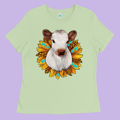 Sunflower Heifer Ladies Tee Designed By Jahusdesignshop