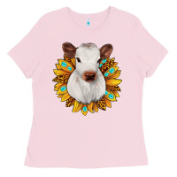 Bubblegum Pink sunflower heifer Ladies Tee - JahusDesignShop