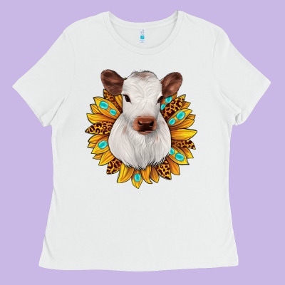 Sunflower Heifer Ladies Tee Designed By Jahusdesignshop
