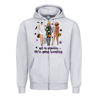 Heather Grey Get in ghoulies were going haunting Zipper Hoodie - NancyCooperArtShop
