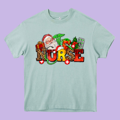 Nurse With Christmas Heavy Core Tee Designed By Adodesignshop