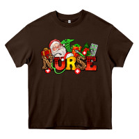 Chocolate Brown nurse with Christmas Heavy Core Tee - AdoDesignShop