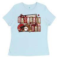 Baby Blue it's a baseball kinda day Ladies Tee - Jasminsmagicworld