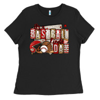 Black it's a baseball kinda day Ladies Tee - Jasminsmagicworld