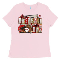 Bubblegum Pink it's a baseball kinda day Ladies Tee - Jasminsmagicworld