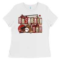 White it's a baseball kinda day Ladies Tee - Jasminsmagicworld