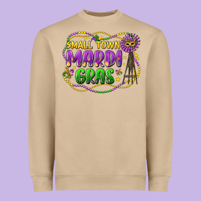 Small Town Mardi Gras Heavyweight Sweatshirt Designed By Lillyallendesigns