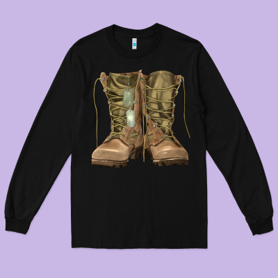 Soldier Boots Long Sleeve Tee Designed By Ranaportraitstore