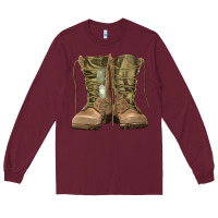 Burgundy soldier boots Long Sleeve Tee - RanaPortraitStore