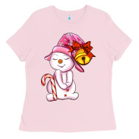 Bubblegum Pink winter pink snowman Ladies Tee - AdoDesignShop