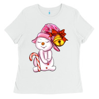 White winter pink snowman Ladies Tee - AdoDesignShop