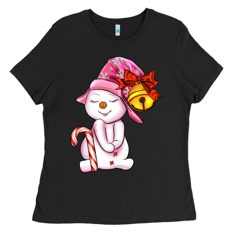 Winter Pink Snowman Ladies Tee by AdoDesignShop | Teevron