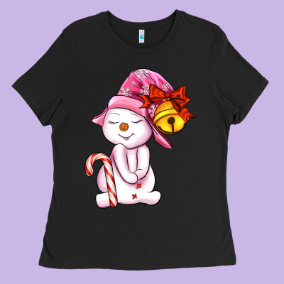 Winter Pink Snowman Ladies Tee Designed By Adodesignshop