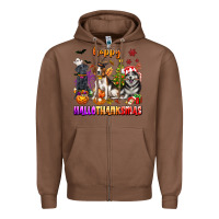Chestnut happy hallothanksmas dogs Zipper Hoodie - texasbilliewilder