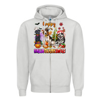Dove Grey happy hallothanksmas dogs Zipper Hoodie - texasbilliewilder