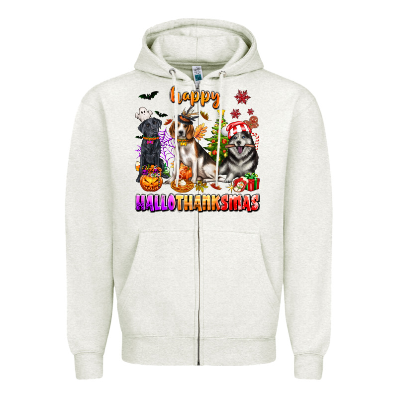 Happy Hallothanksmas Dogs Zipper Hoodie by texasbilliewilder | Teevron