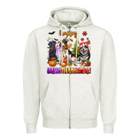 Oatmeal Heather happy hallothanksmas dogs Zipper Hoodie - texasbilliewilder