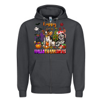 Smoke happy hallothanksmas dogs Zipper Hoodie - texasbilliewilder
