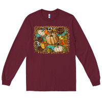 Burgundy fall pumpkin background Long Sleeve Tee - BundleAndBundleShop