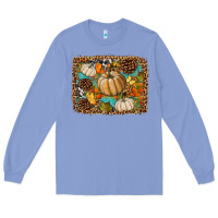Colony Blue fall pumpkin background Long Sleeve Tee - BundleAndBundleShop