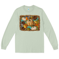 Matcha fall pumpkin background Long Sleeve Tee - BundleAndBundleShop