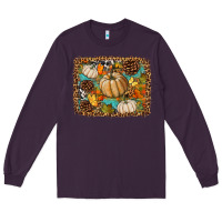 Plum fall pumpkin background Long Sleeve Tee - BundleAndBundleShop