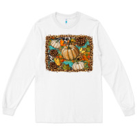 White fall pumpkin background Long Sleeve Tee - BundleAndBundleShop
