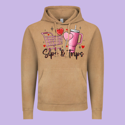Sips & Trips Target Inspired Stanley Vintage Hoodie Designed By Maliassmallbusiness