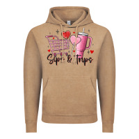 Vintage Coffee sips & trips target inspired stanley Vintage Hoodie - MaliasSmallBusiness