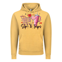Vintage Mustard sips & trips target inspired stanley Vintage Hoodie - MaliasSmallBusiness