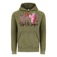 Vintage Olive sips & trips target inspired stanley Vintage Hoodie - MaliasSmallBusiness