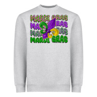Heather Grey mardi gras with fleur de lis Heavyweight Sweatshirt - LillyAllenDesigns