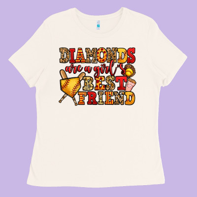 Diamonds Are A Girl's Best Friend Softball Ladies Tee Designed By Jasminsmagicworld