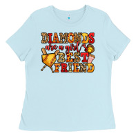 Baby Blue diamonds are a girl's best friend softball Ladies Tee - Jasminsmagicworld
