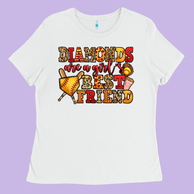 Diamonds Are A Girl's Best Friend Softball Ladies Tee Designed By Jasminsmagicworld