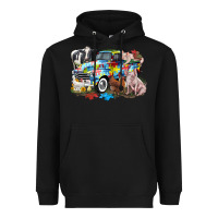 Black Autism truck with farm animals Heavyweight Hoodie - CowGirlArtShop