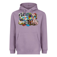 Lavender Autism truck with farm animals Heavyweight Hoodie - CowGirlArtShop