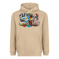 Mushroom Autism truck with farm animals Heavyweight Hoodie - CowGirlArtShop
