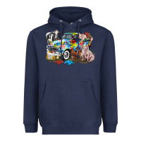 Navy Autism truck with farm animals Heavyweight Hoodie - CowGirlArtShop