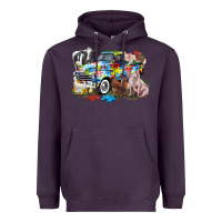 Plum Autism truck with farm animals Heavyweight Hoodie - CowGirlArtShop