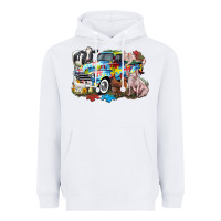 White Autism truck with farm animals Heavyweight Hoodie - CowGirlArtShop