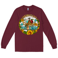 Burgundy teaching my tribe round earring Long Sleeve Tee - BundleAndBundleShop