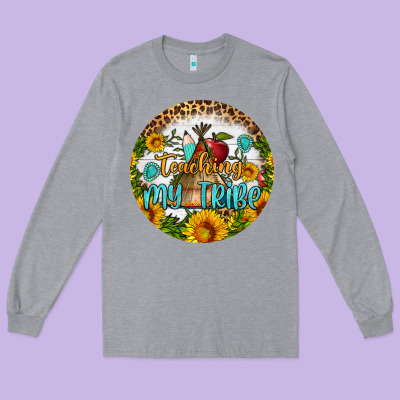 Teaching My Tribe Round Earring Long Sleeve Tee Designed By Bundleandbundleshop