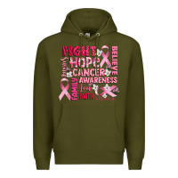 Army Green cancer awareness fight believe hope survive Premium Hoodie - CowGirlArtShop