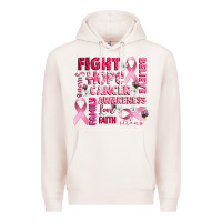 Pale Pink cancer awareness fight believe hope survive Premium Hoodie - CowGirlArtShop