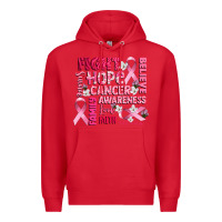 Red cancer awareness fight believe hope survive Premium Hoodie - CowGirlArtShop