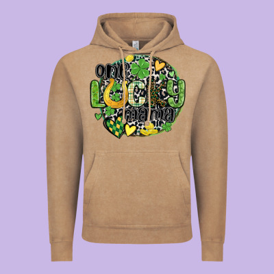 One Lucky Mama Vintage Hoodie Designed By Maliassmallbusiness